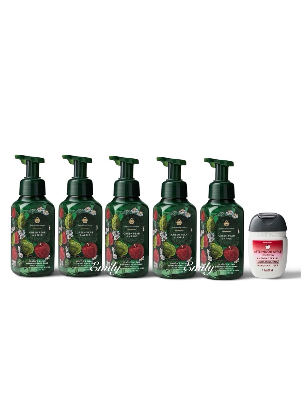 NEW! 5X GREEN PEAR & APPLE Foaming Hand Soap 8.75 fl oz Bath & Body Works Set